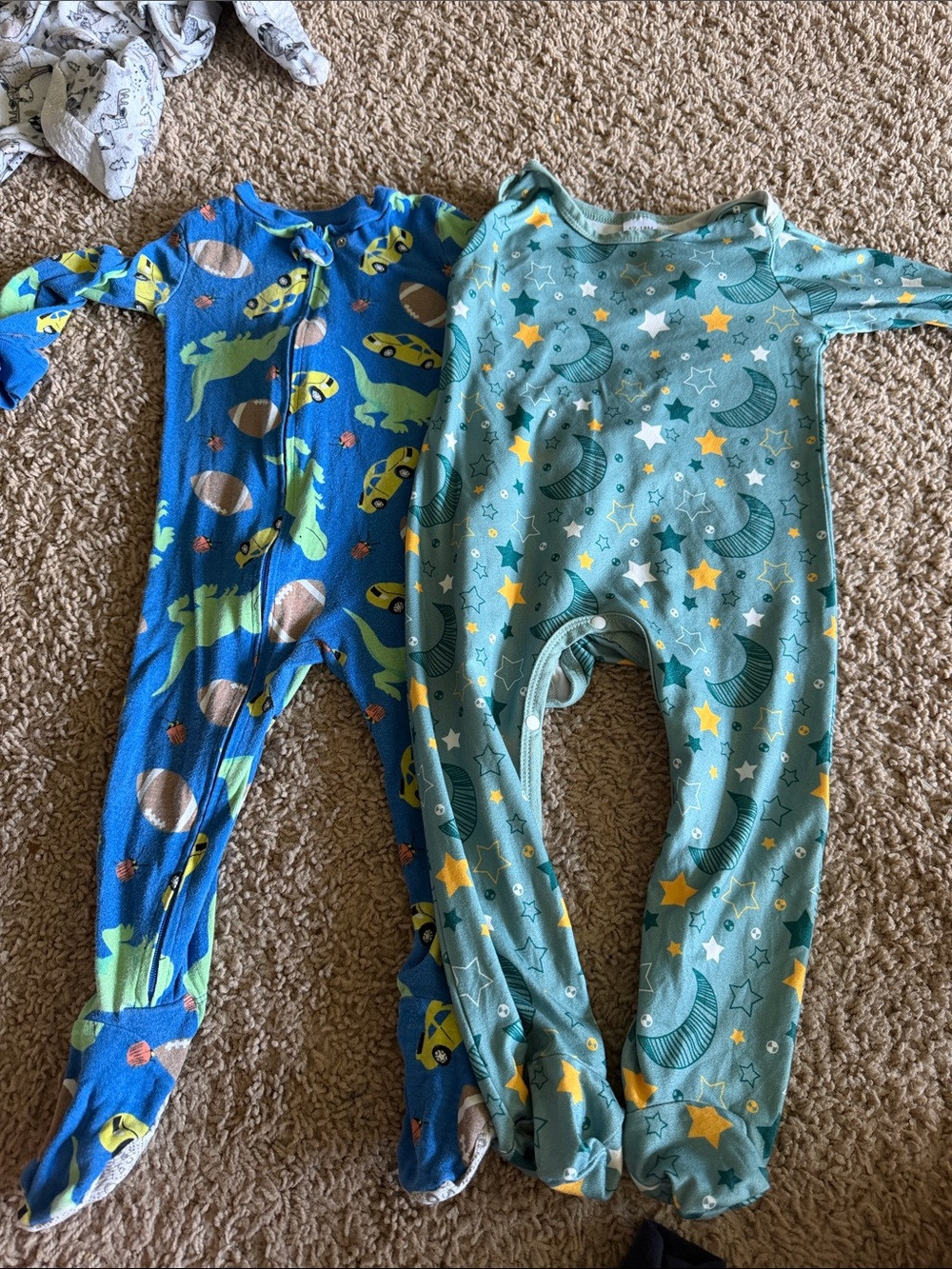 Kids Two-Pack Footed Pajama Set in Blue and Teal